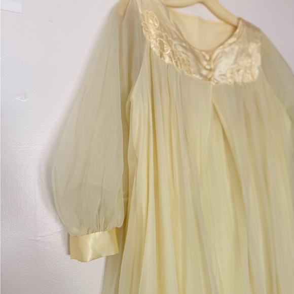 VTG 60s Womens M Butter Yellow Pegnoir Nightgown Set Sabrina Carpenter Babydoll - Picture 14 of 16